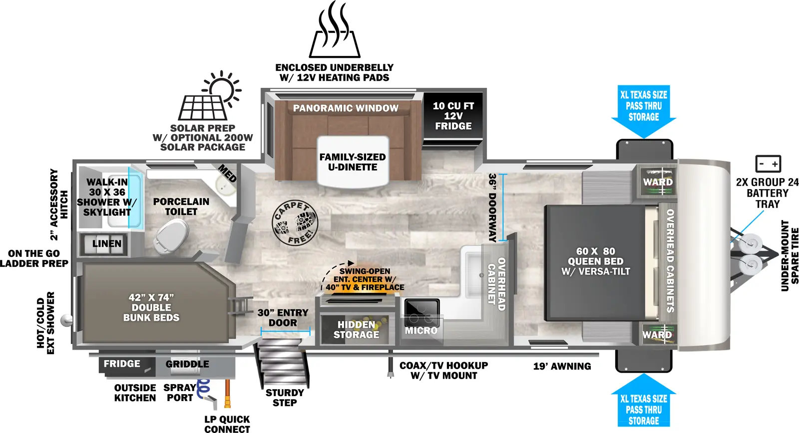 Heritage Glen Travel Trailers 23BHHL - DSO Floorplan
